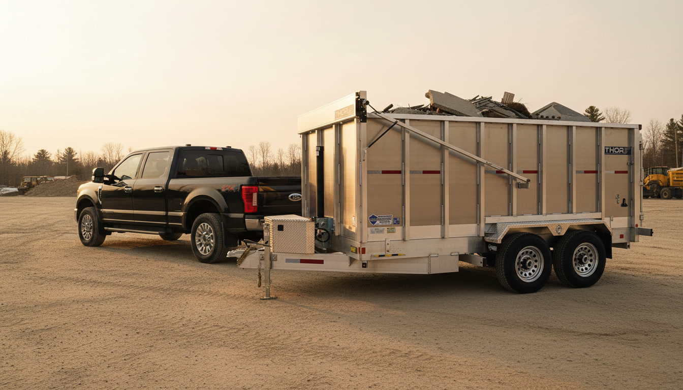 Remorque THOR en aluminium sur un chantier de paysagement