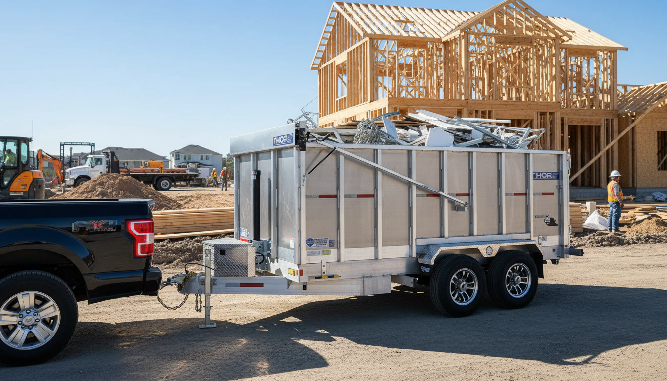 THOR XL charg&eacute;e devant maison en charpente